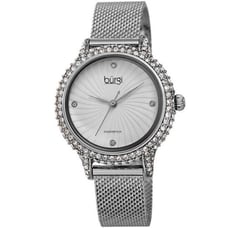 BURGI Quartz Diamond Silver Dial Ladies Watch BUR250SS- MSRP 470