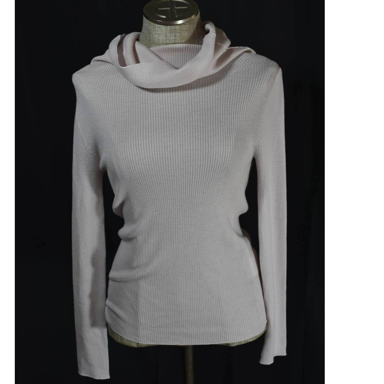 NWT MaxMara Leisure Lorena Pink Cowl Neck Ribbed Virgin Wool Sweater - S