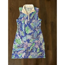 IBKUL Dress 1/4 Zip Blue Purple floral Golf Tennis pickleball Athletic UPF 50 M