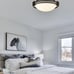 12-Inch Black Flush Mount Ceiling Light Milk Glass Shade Ceiling Light Fi