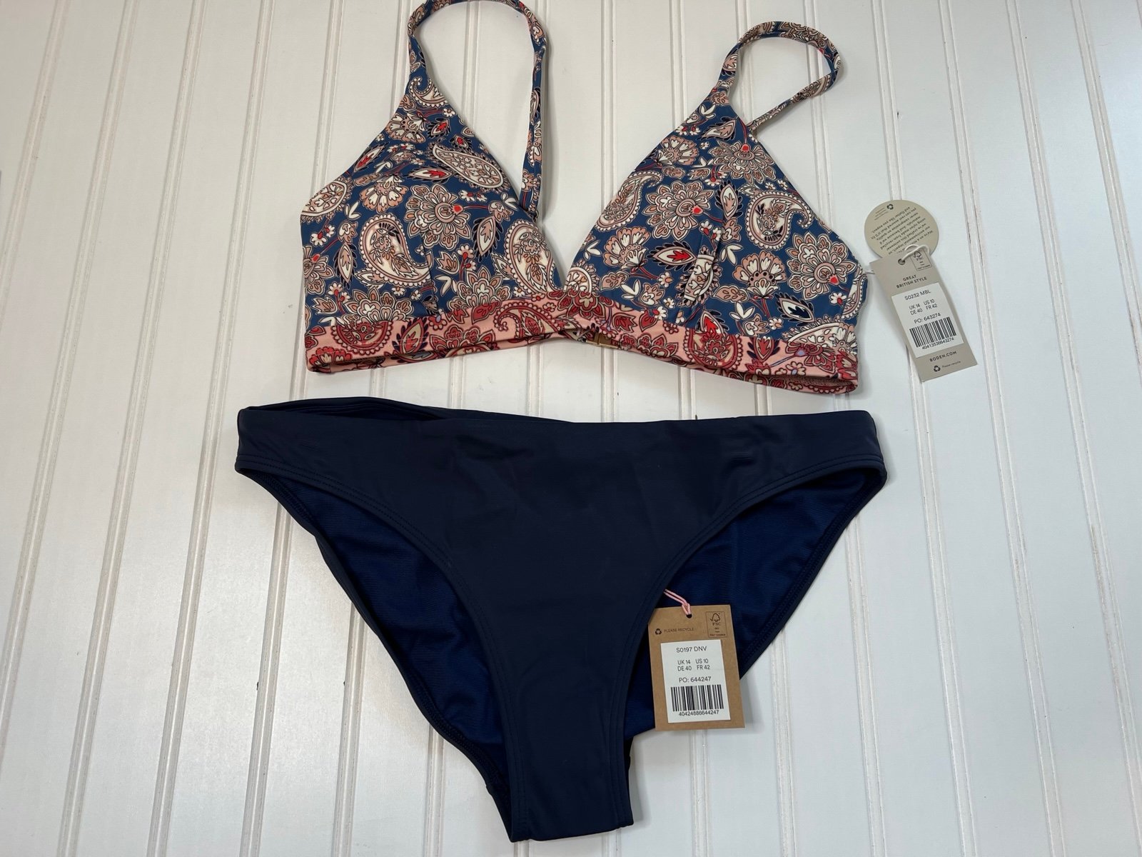 BODEN Arezzo Bikini Top 2 Piece Swim Suit Women Classic Bottom 10 NEW