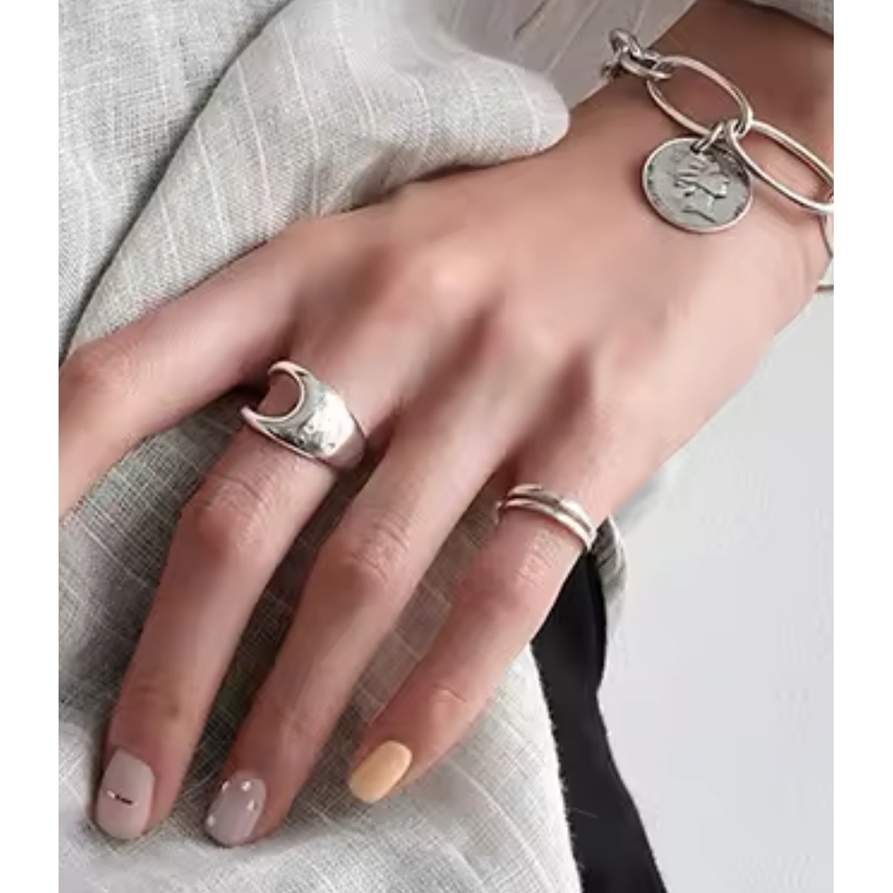 NEW Wide Unique Polished 925 Sterling Silver Ring, Adjustable
