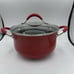 The Pioneer Woman Stock Pot 5.5 Quart Red Speckled w Glass Lid G4