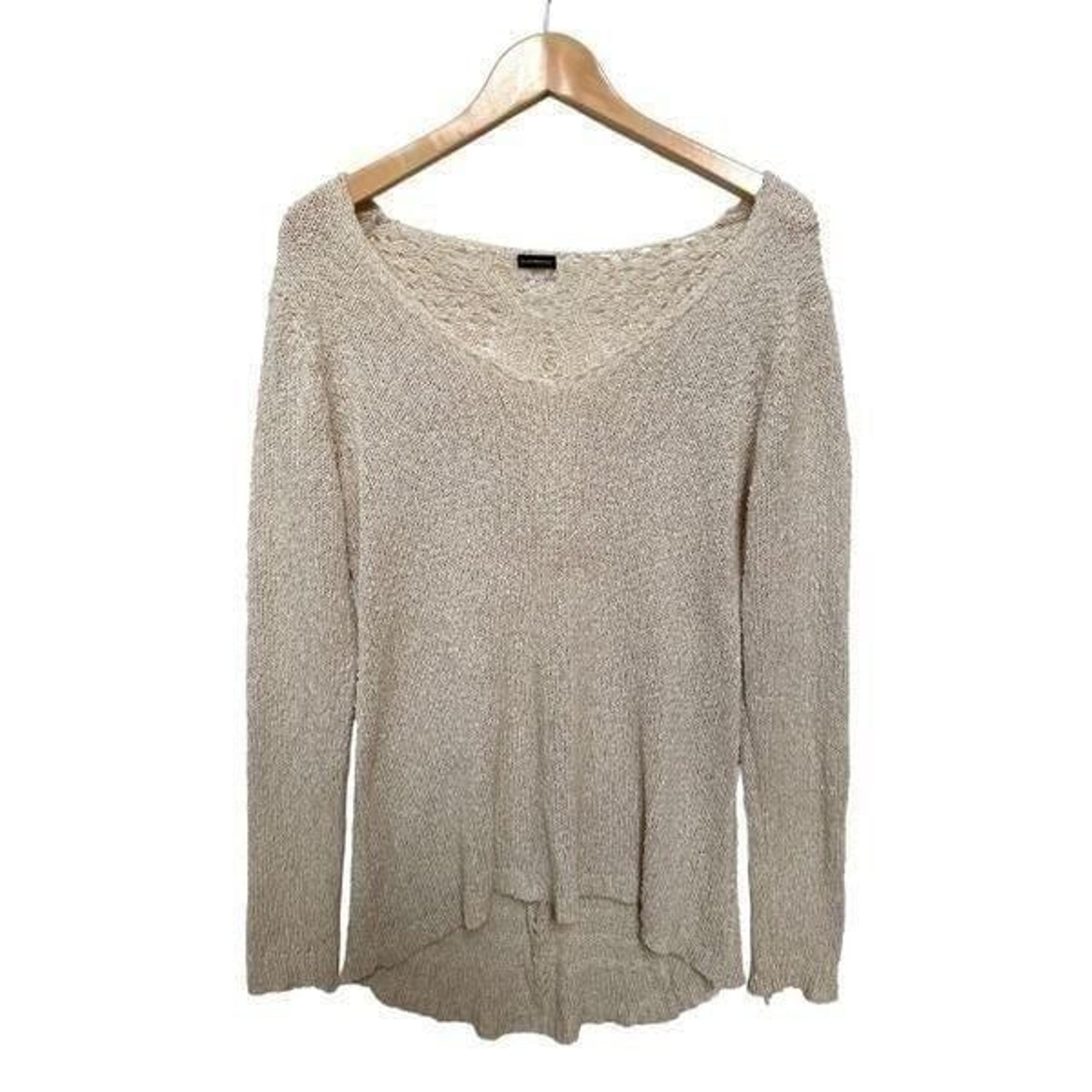 Brandy Melville Knit Scoop Neck Sweater Pullover open knit boho beige neutral