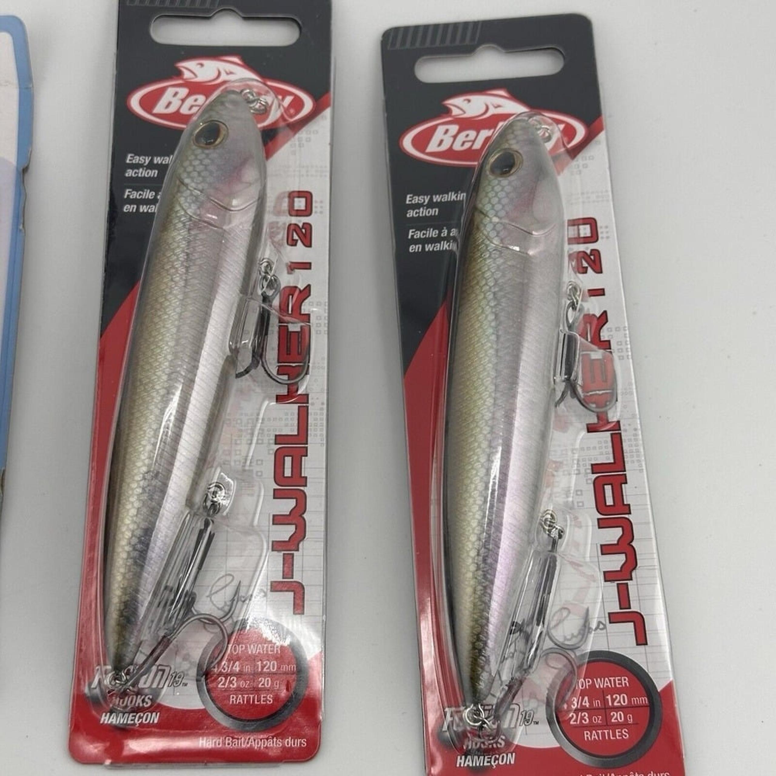 2x Berkley 2/3 Oz 4 3/4" J-Walker 120 Topwater Rattle Bait MF Shad Brand New