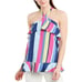 Parker Blouse Size S Ruffle Halter Top Striped Sleeveless Shirt Colorful Party