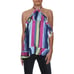 Parker Blouse Size S Ruffle Halter Top Striped Sleeveless Shirt Colorful Party