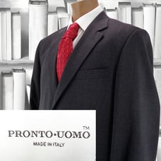 Pronto uomo Men's 41R Black Suit jacket Blazer Super 100's Wool Made in ITALY