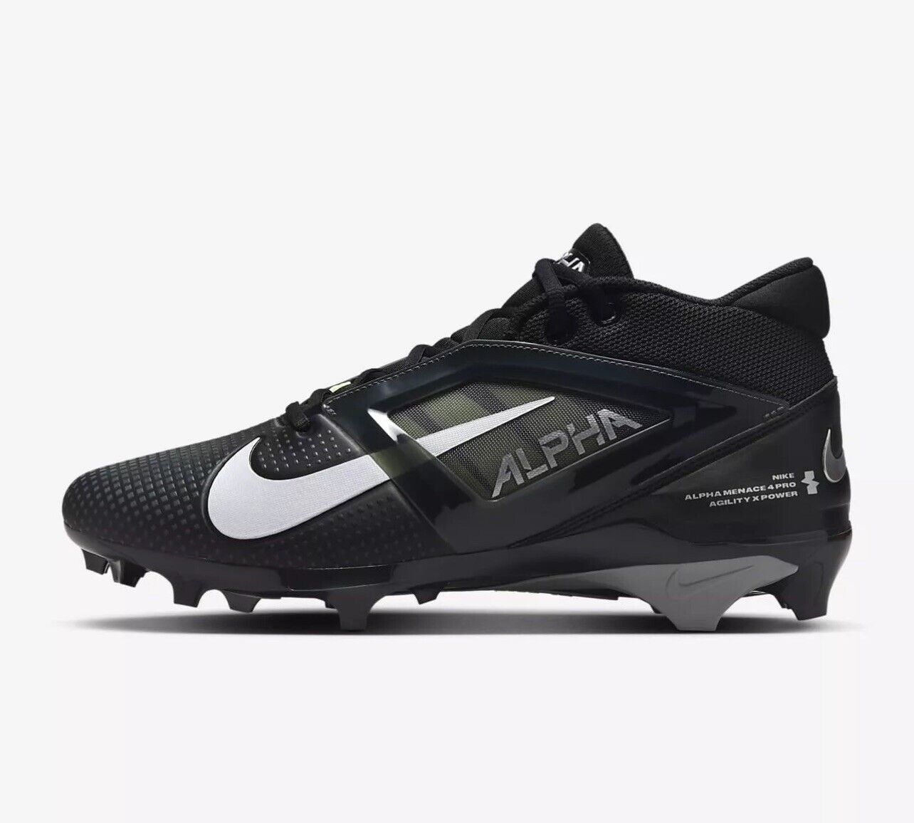 Men Nike Alpha Menace 4 Pro Football Cleats Black FD7037-001 Size 9