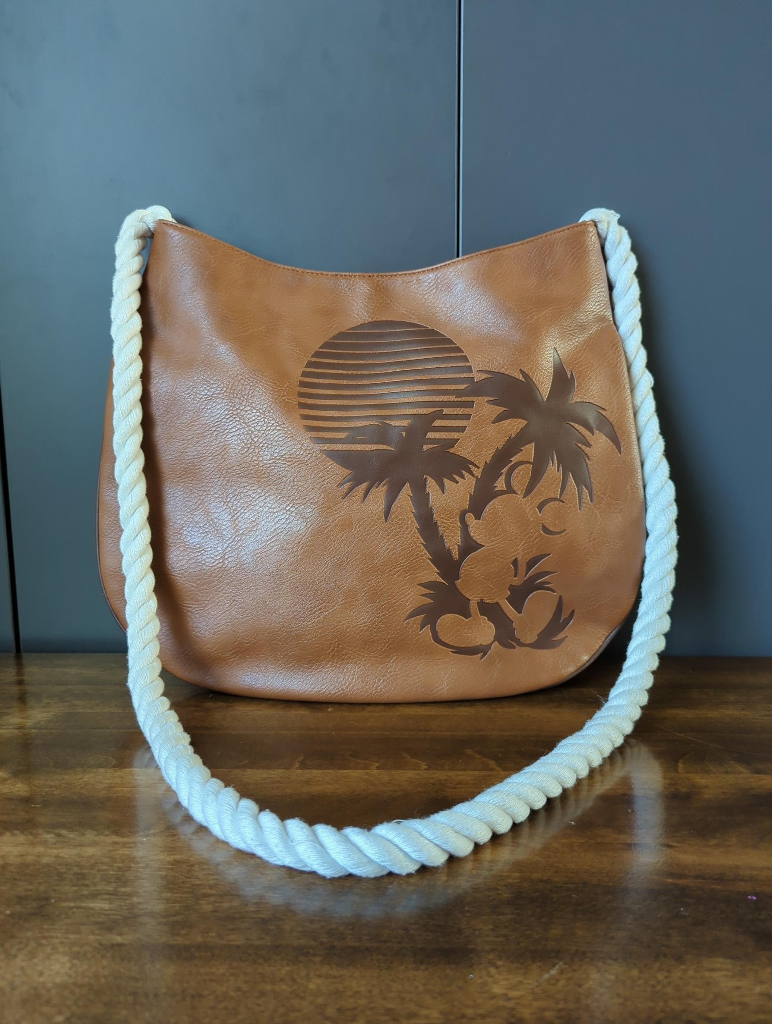 Official Disney Parks Brown Mickey Bag With Rope Strap