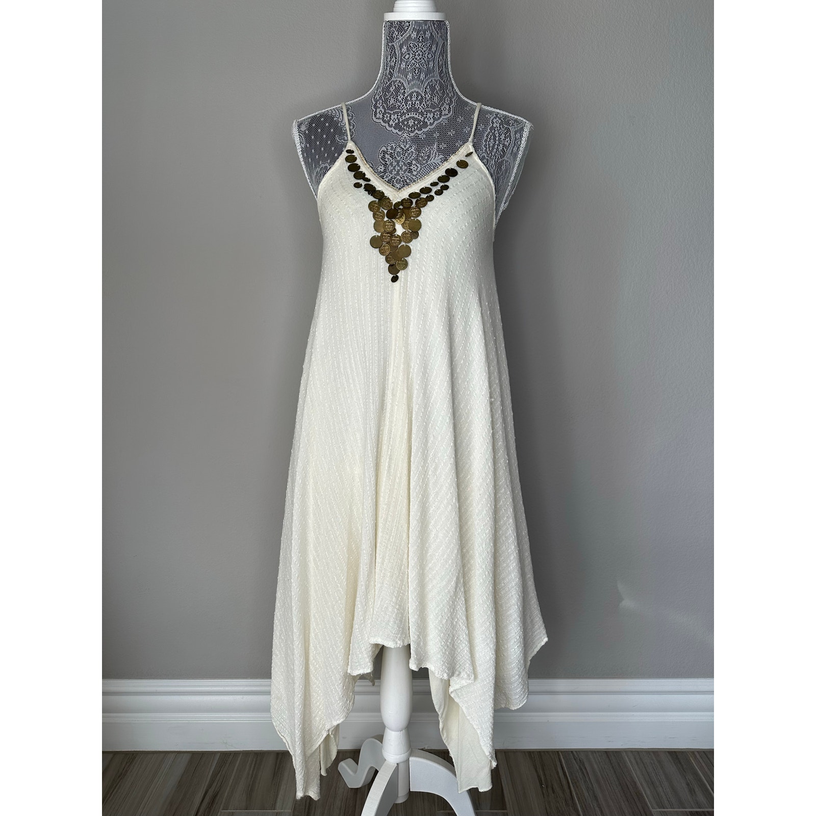 URBAN OUTFITTERS ECOTÉ Gypsy Coin Asymmetrical Hem Strapless Shift Dress Size XS
