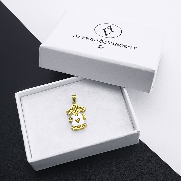 It's A Baby Girl Motherhood Celebration Pendant 2Tone Real 14k Yellow White Gold