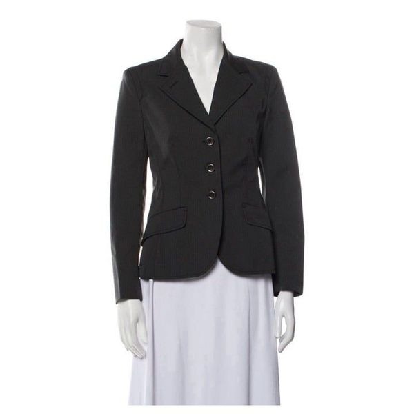 prada authentic Vintage Charcoal Gray Pin Striped Blazer Jacket IT 40 US 4 Small