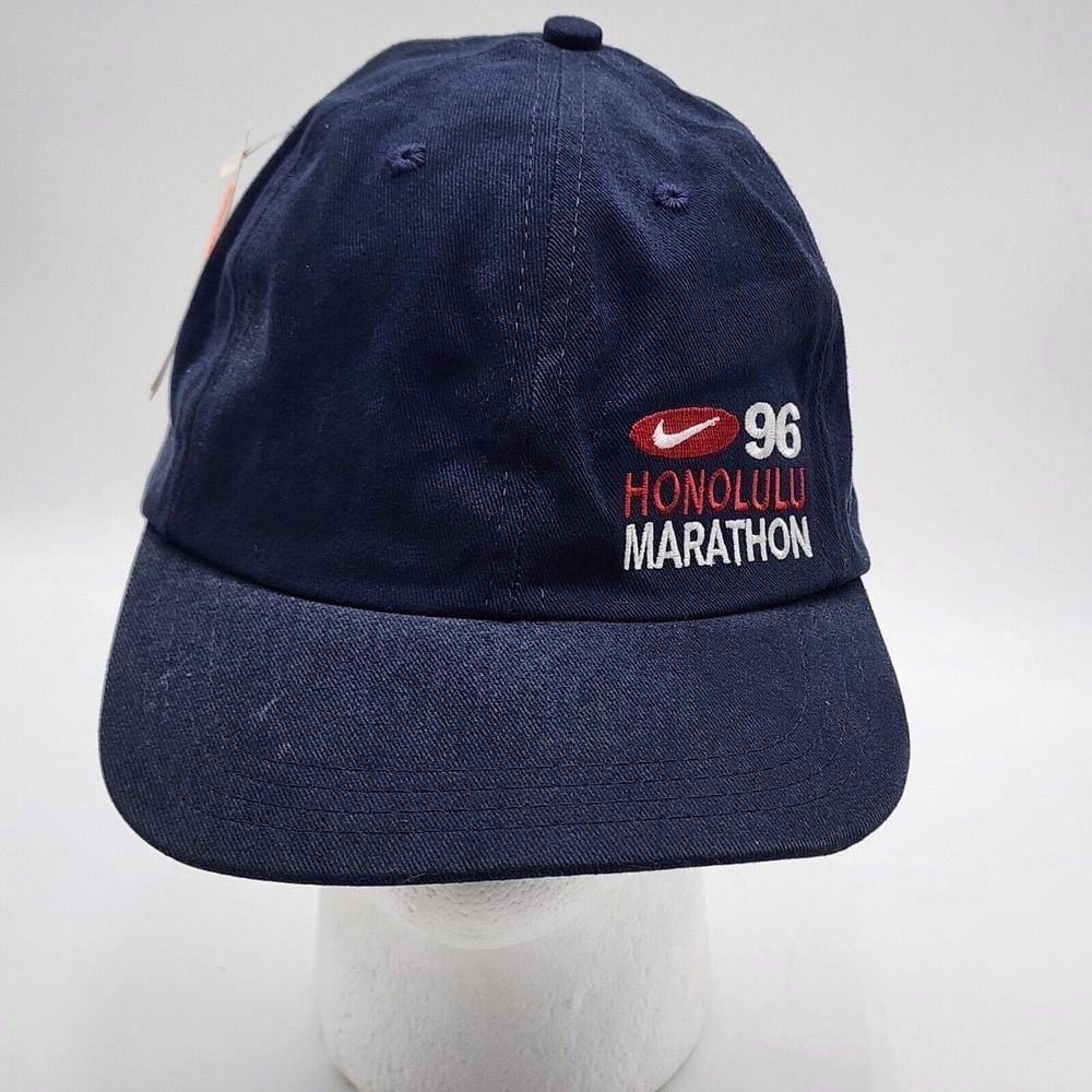 Vintage Nike Honolulu Marathon Hawaii 1996 White Hat Made In USA Men's