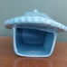 Vintage MCM Wall Pocket Vase God Mask Mayan Aztec Blue Glaze