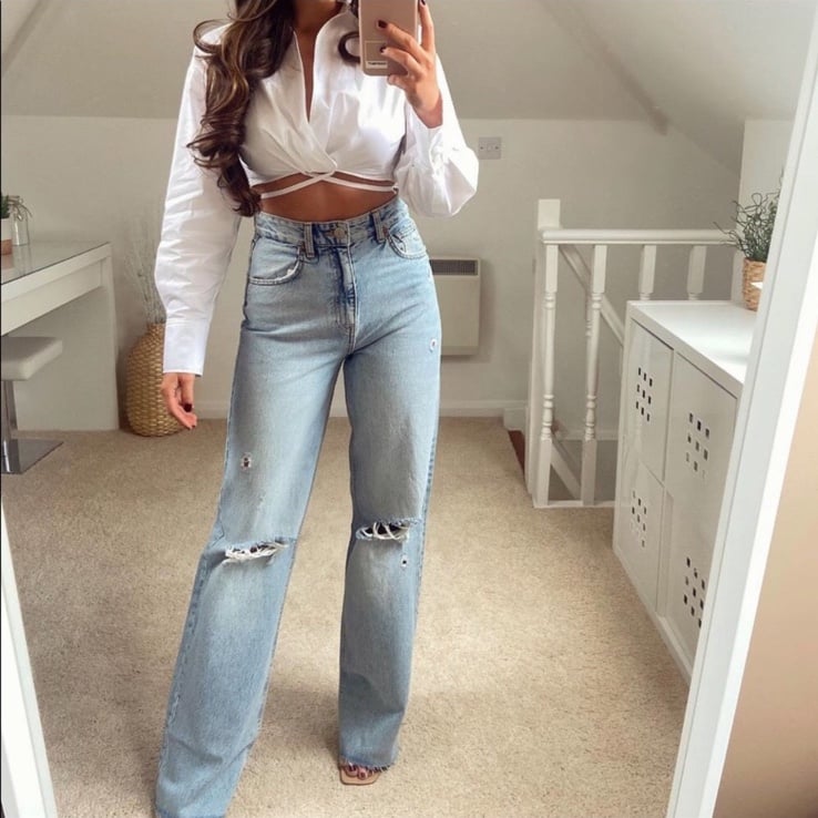Zara highwaisted Wide leg jeans