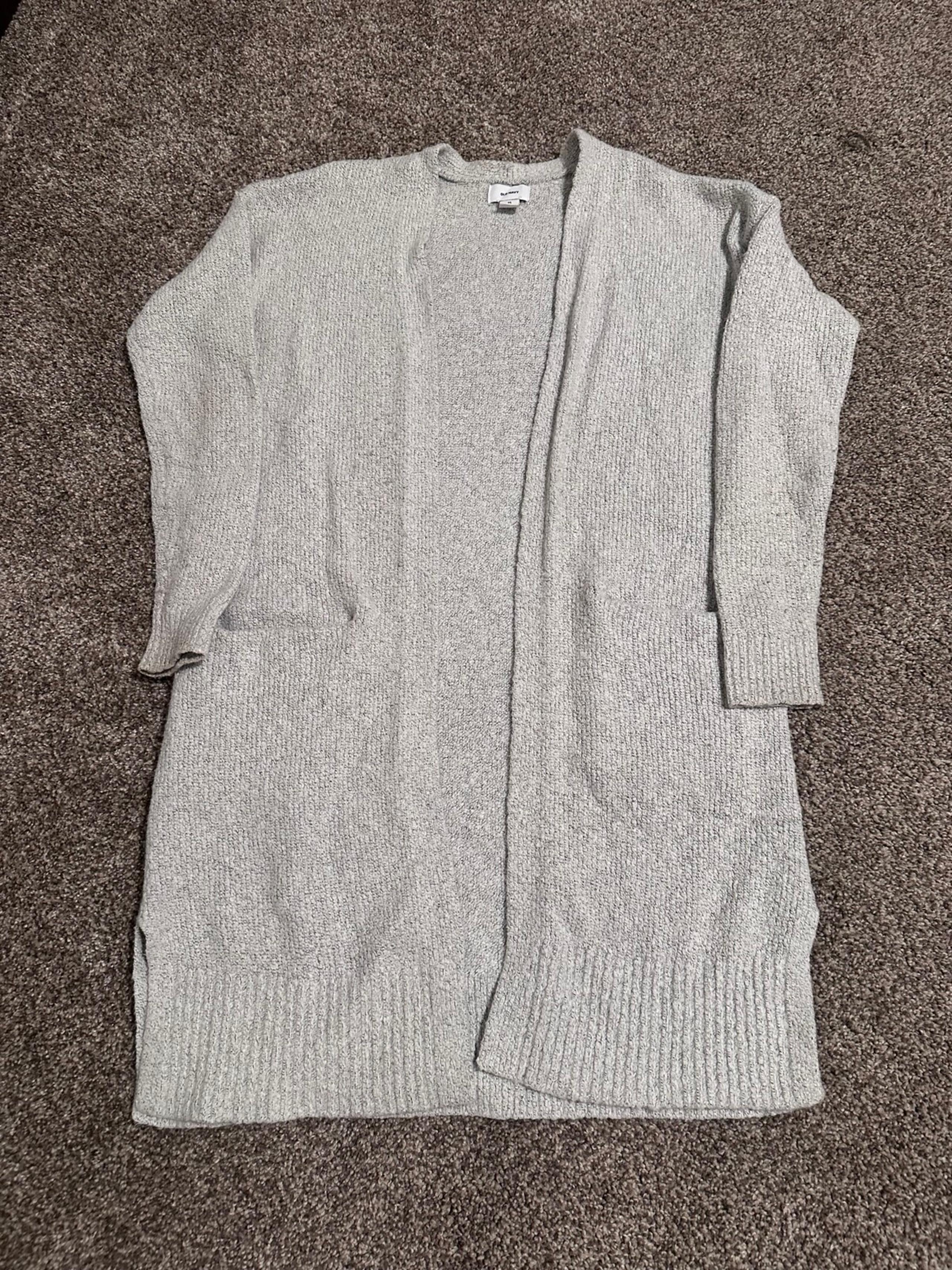 Old Navy Gray Marled Long Cardigan with Pockets and Open Front - Size XS