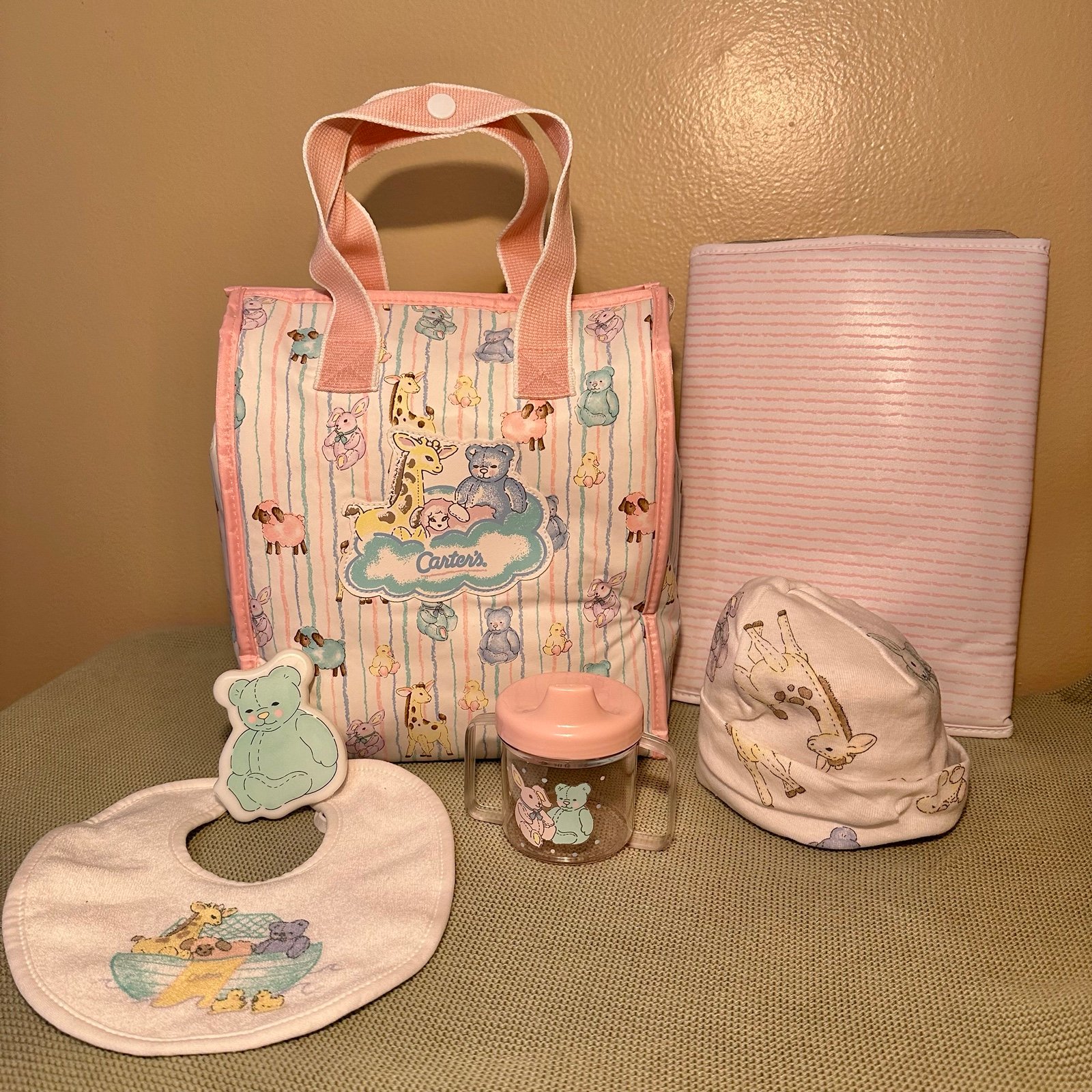 1980s vintage Carter diaper bag set