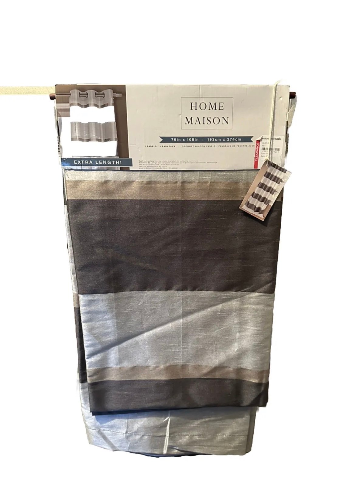 Home Maison 2 Panels Brown Beige Curtains Deco Design New