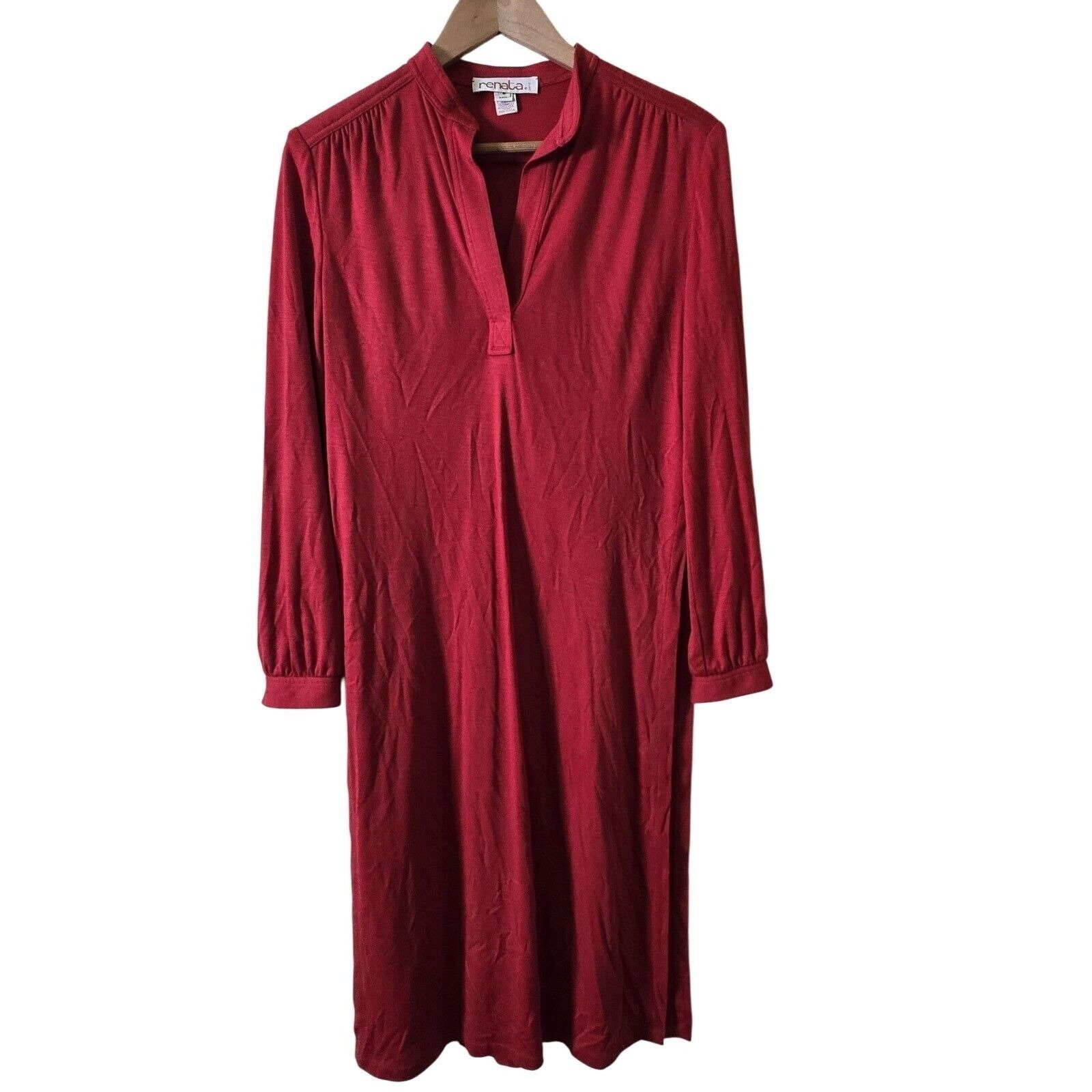 Renata Paris Red Dress Long Sleeve Vintage 80s Midi Career Size 8 Union Made