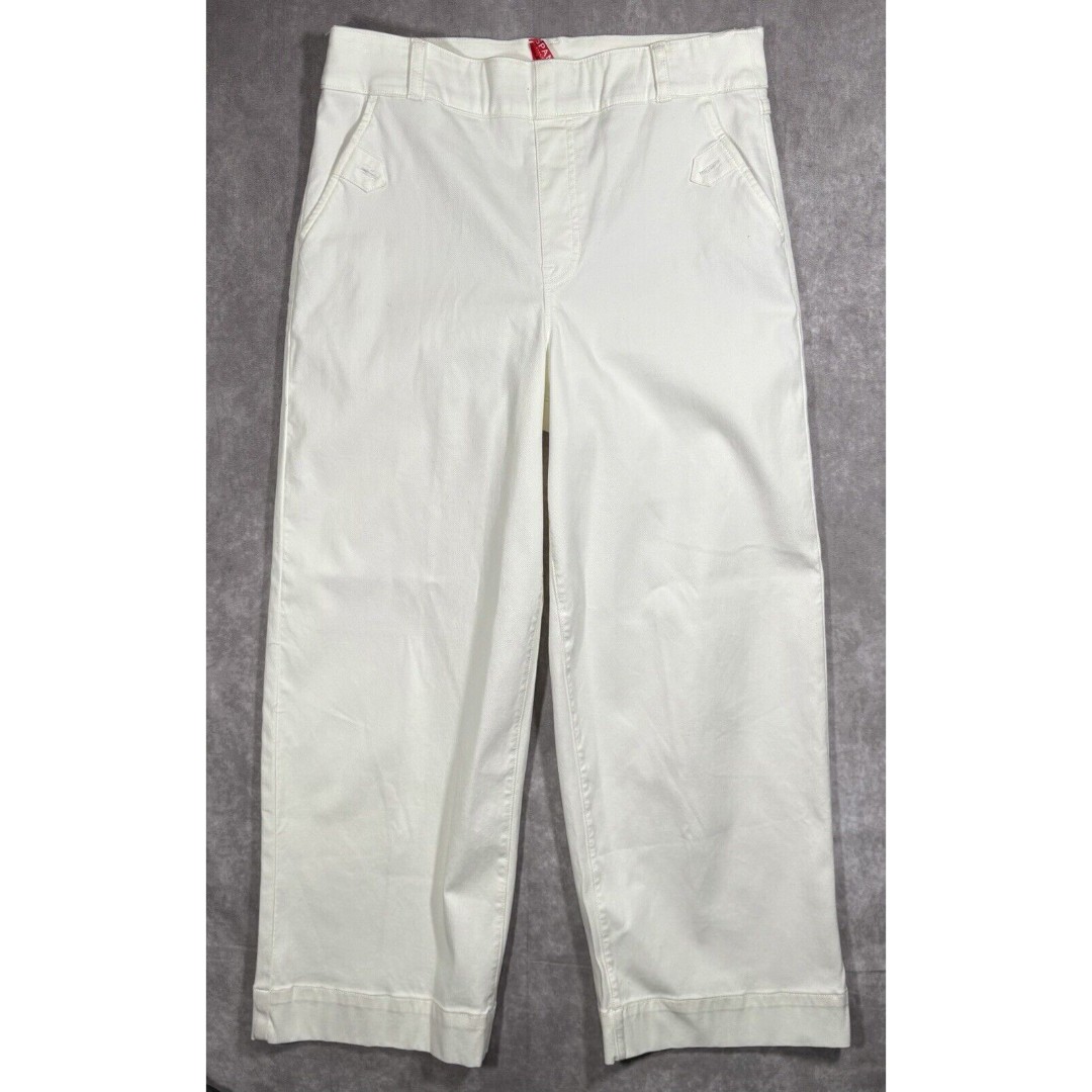 SPANX Twill Wide Leg Cropped Pants Women’s Large White
