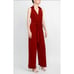 NEW Women's Nina Leonard Surplice Wide-Leg Jumpsuit Size Size XL Red Pockets