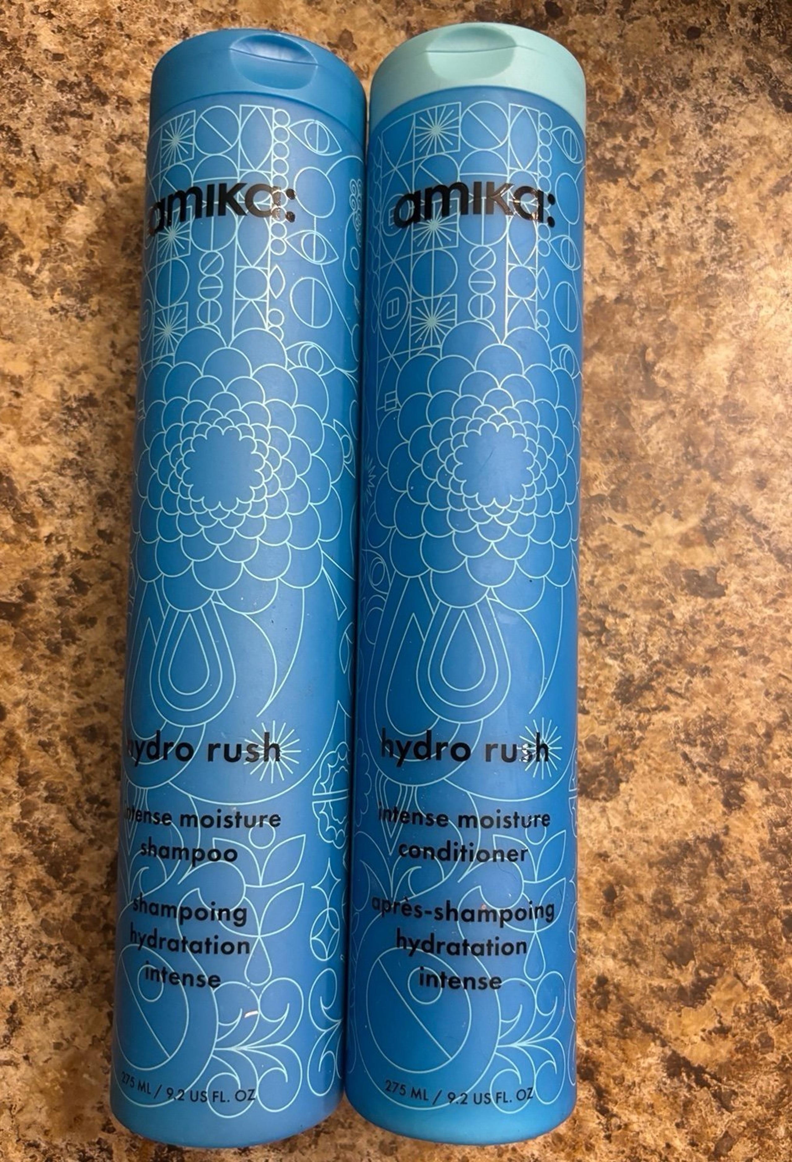 Amika Hydro Rush Intense Moisture Shampoo & Conditioner Set, Brand New!