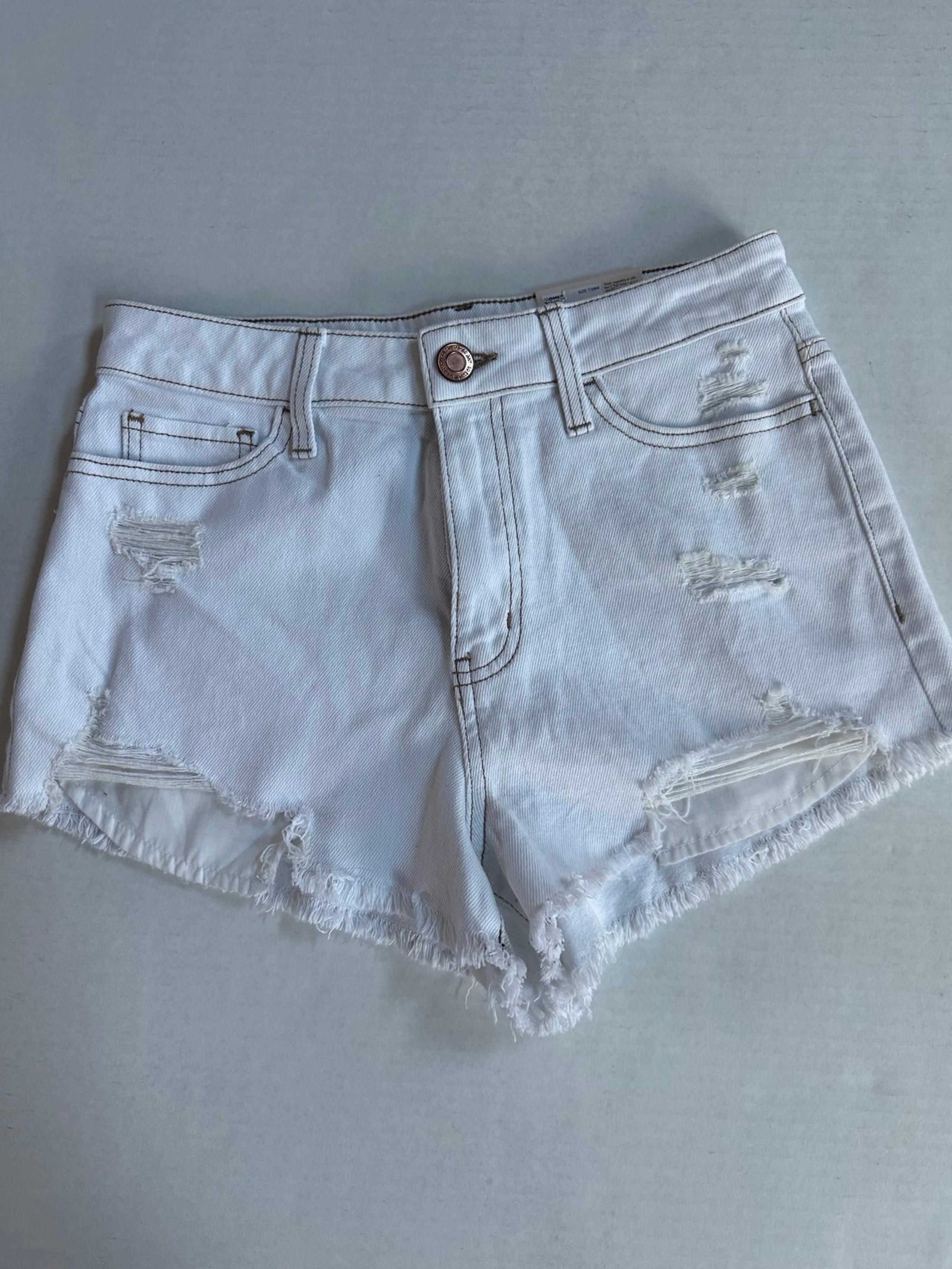 Women's Juniors Size 7/28W - Sonoma Super High Rise Cutoff White Denim Short Ne