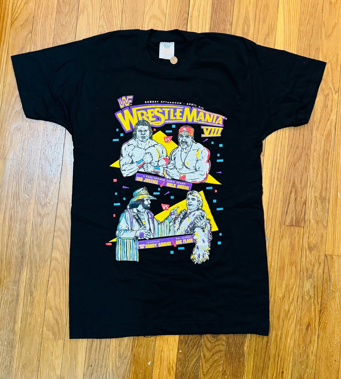 Vintage WWF Wrestlemania 8 VIII New Shirt Large Single Stitch 1992 Made In Usa