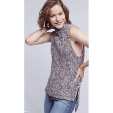MOTH Marled Wool Blend Mock Neck Grey Turtleneck Sweater