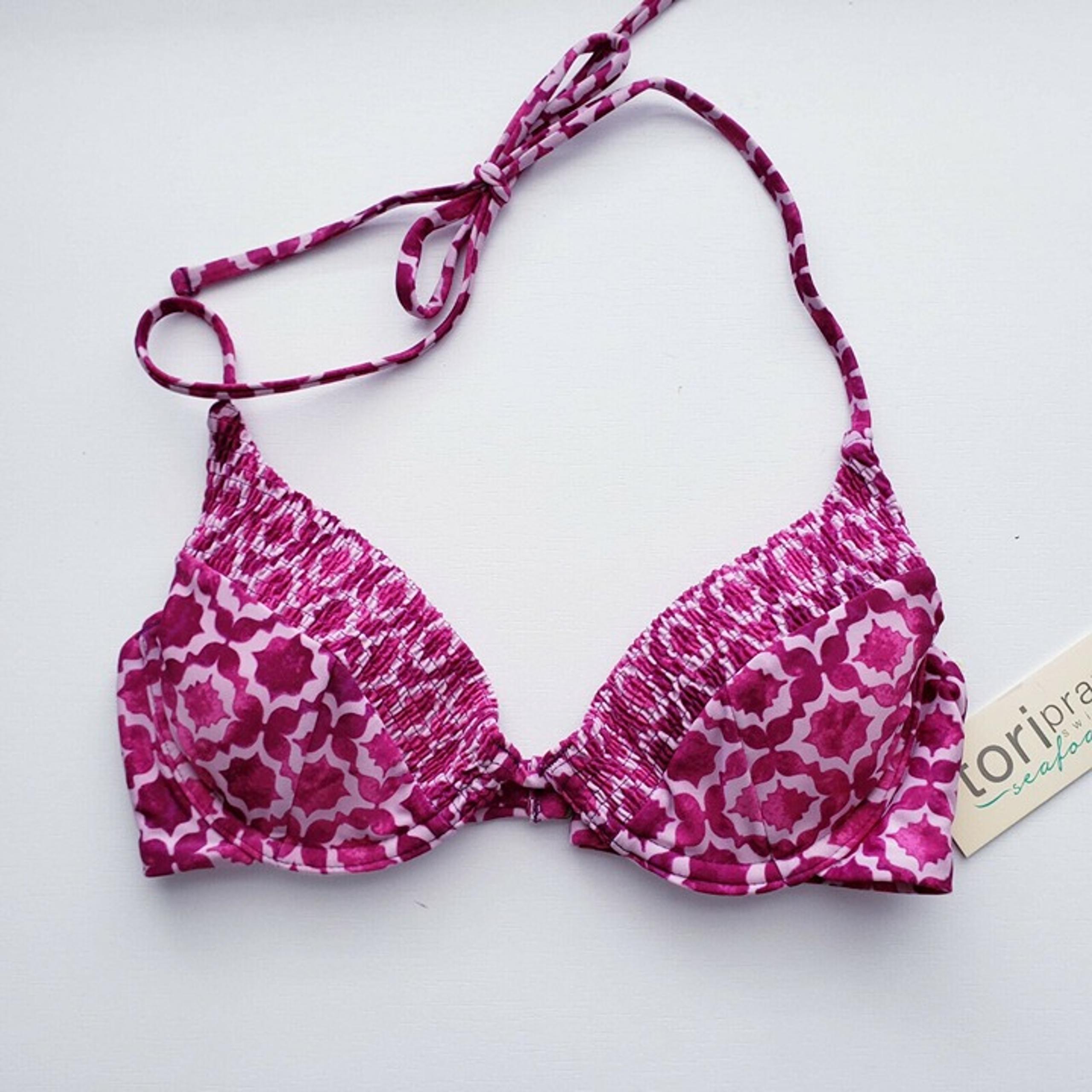 Tori Praver  NWT Womens Purple Bikini Swim Suit Top Size Small