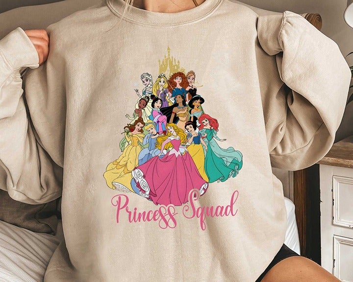 Disney Princess Squad Family Matching Shirts Featuring Cinderella Ariel Elsa Bel