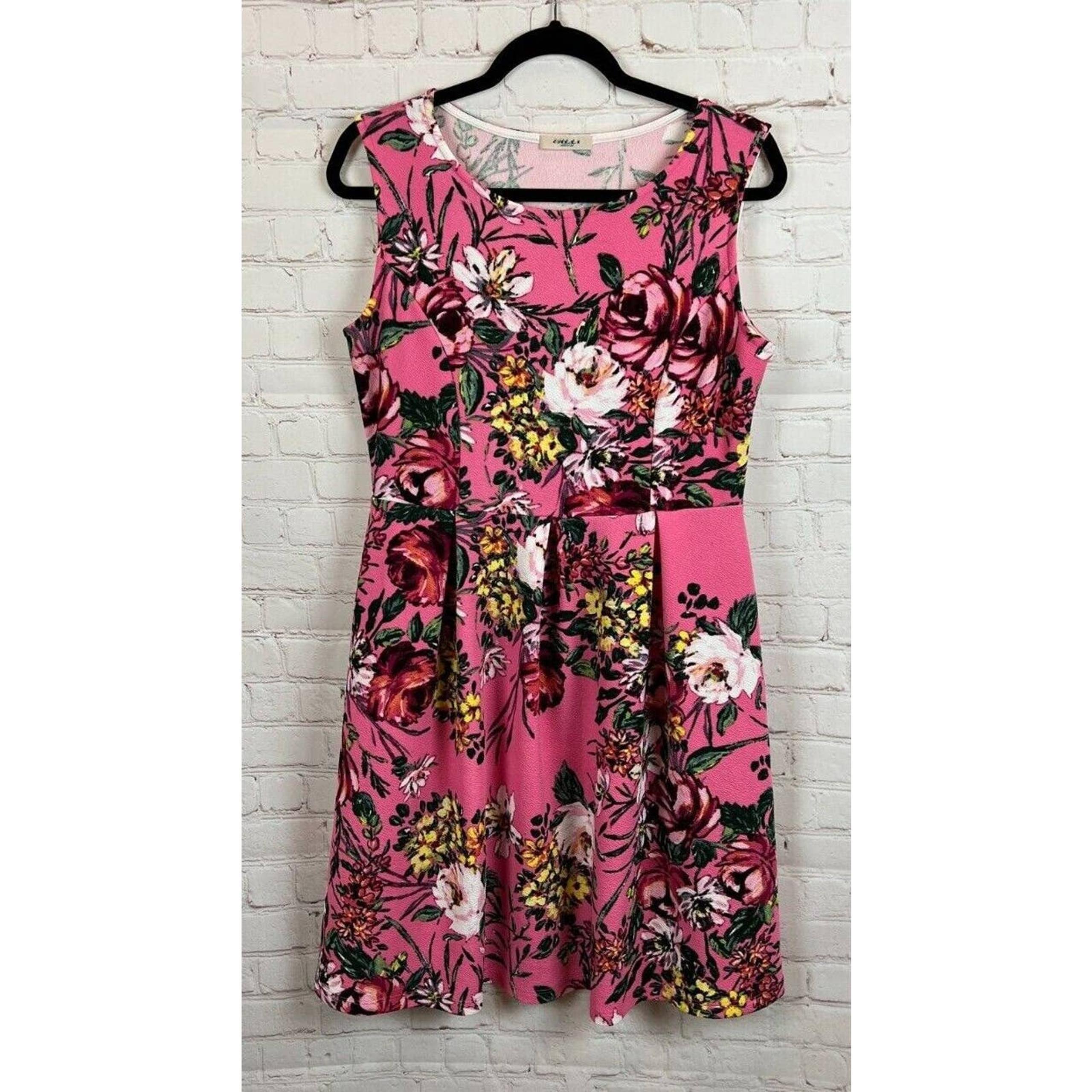 GILLI pink floral fit & flare sleeveless dress