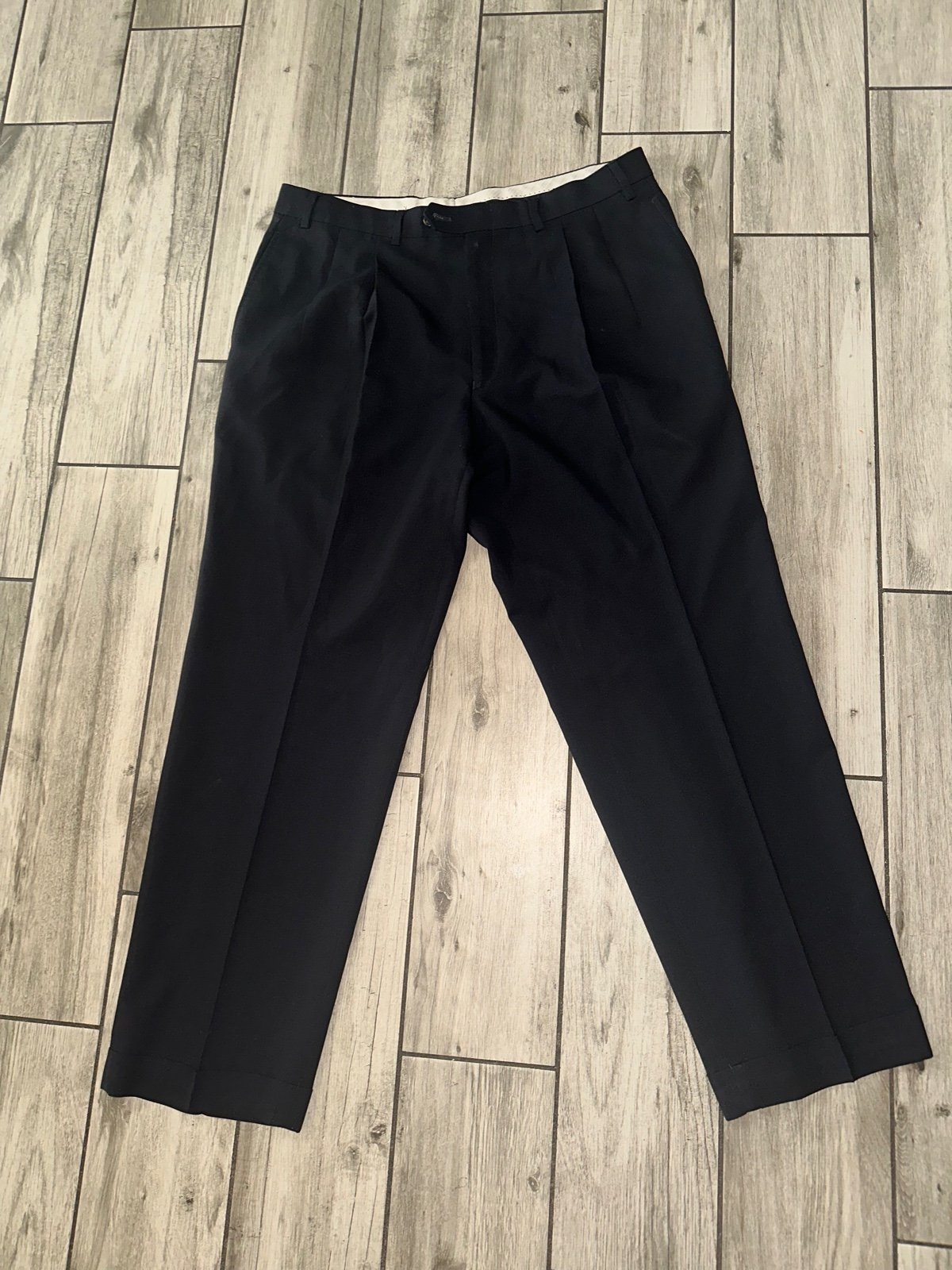 Ralph Lauren Men's Wool Dress Pants Sz 36W X 30 L Black Slacks Pleat