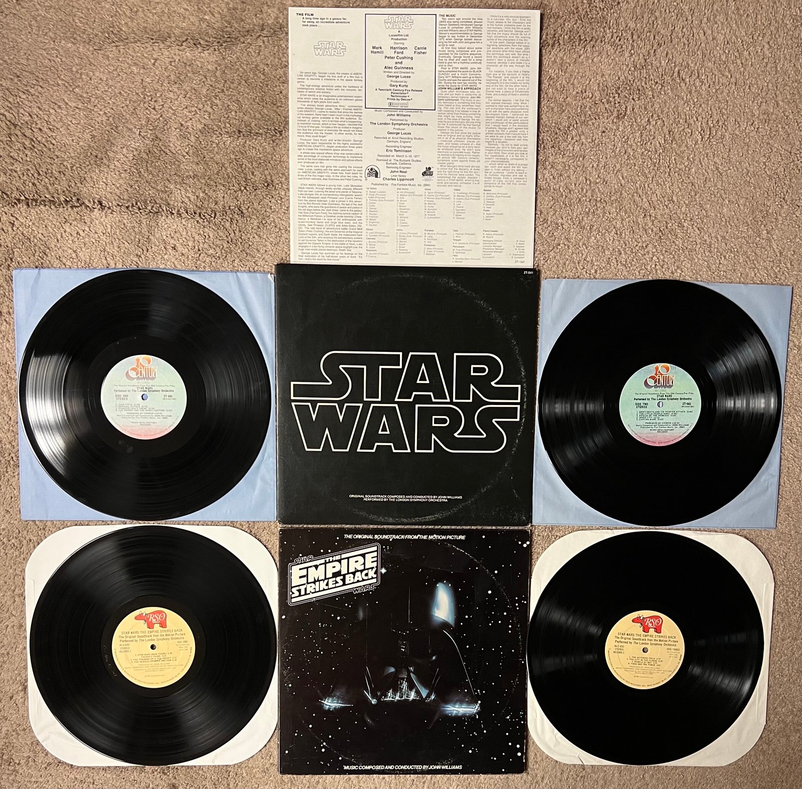 Star Wars 1977 & Empire Strikes Back 1980 Soundtrack Vinyl Lot - London Symphony