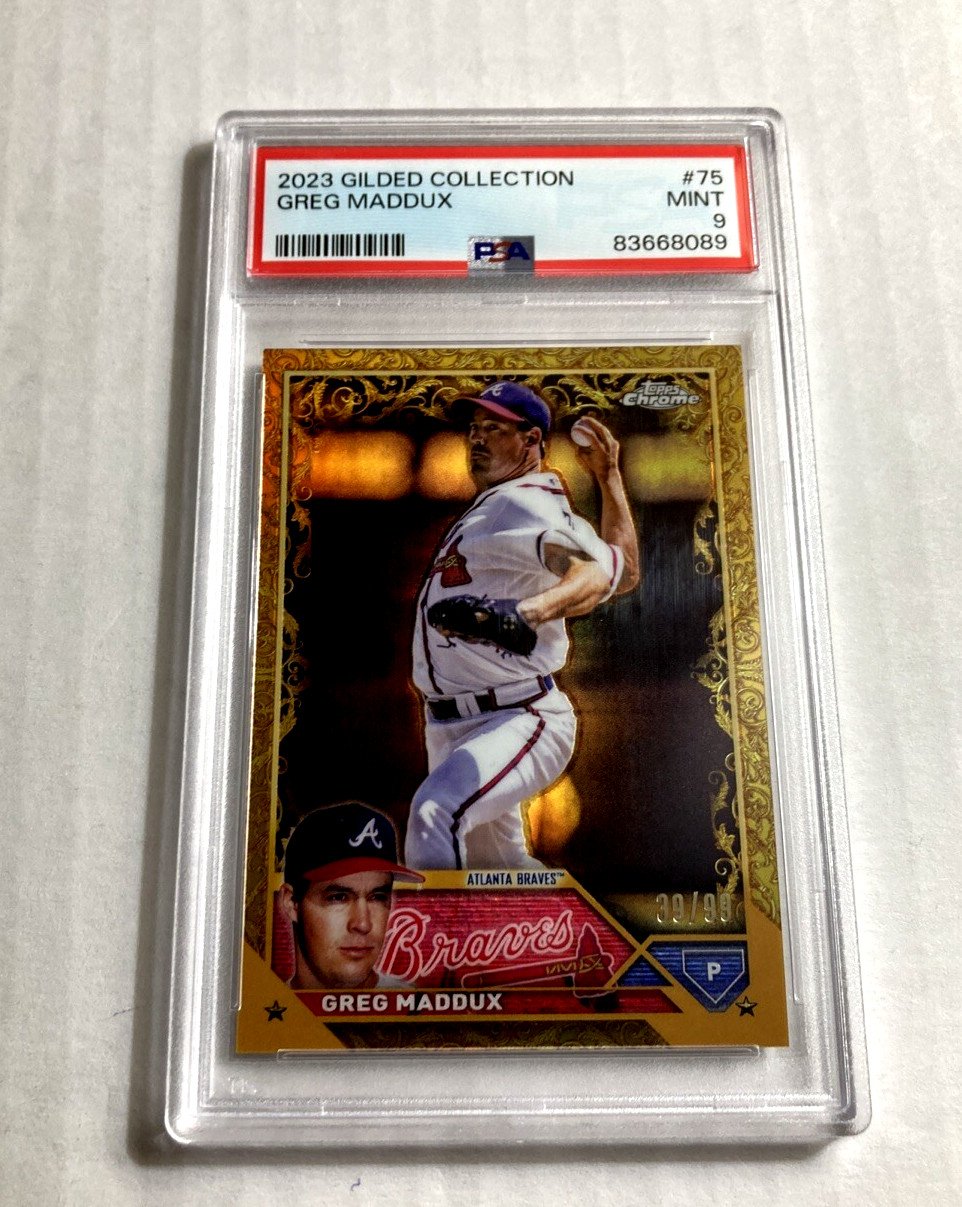 2023 Topps Gilded Collection #75- Greg Maddux Gold Sp #/99. PSA 9.