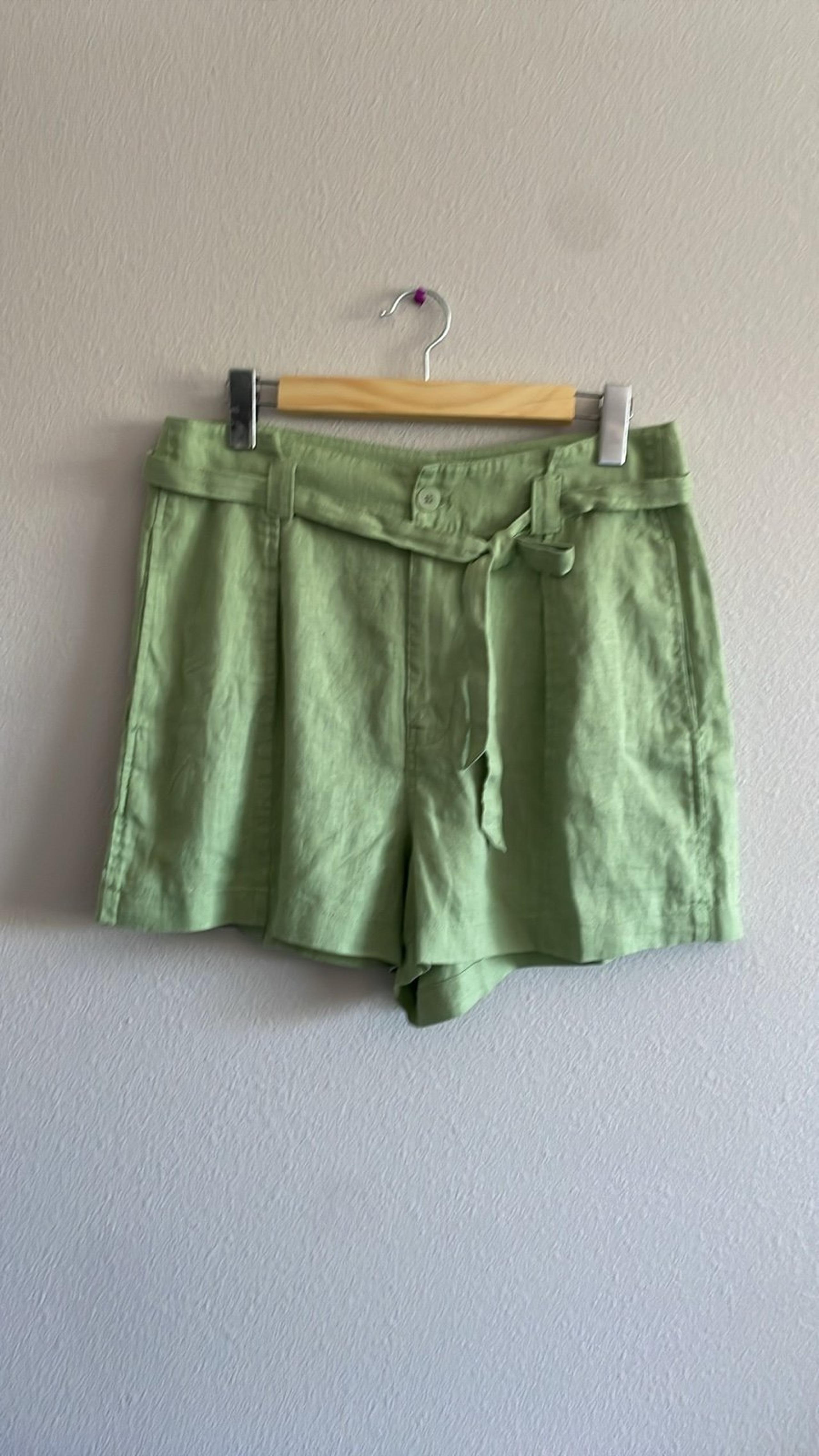 NWT Madewell 100% Linen Paperbag Shorts Tie-Front Women’s 6 Seedling Green