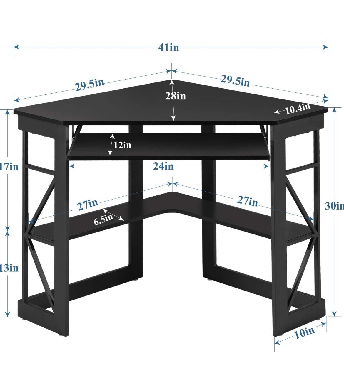 VECELO Black Corner Desk