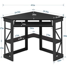 VECELO Black Corner Desk