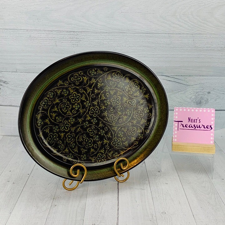 Vintage Franciscan MADEIRA Green Band Floral Earthenware Oval Serving Platter