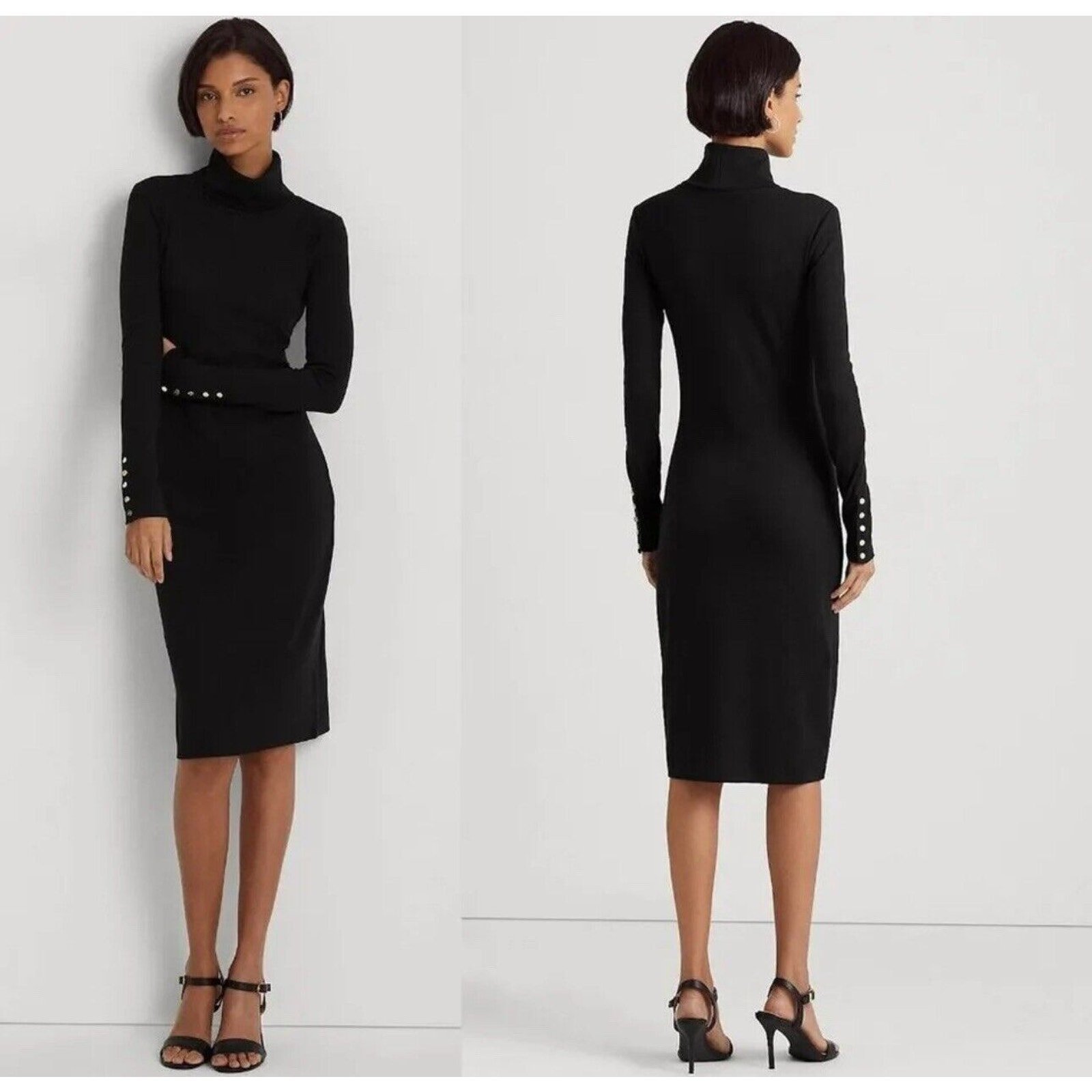 Ralph Lauren Cotton Blend Turtleneck Dress Women’s 14 (Large) Black Label