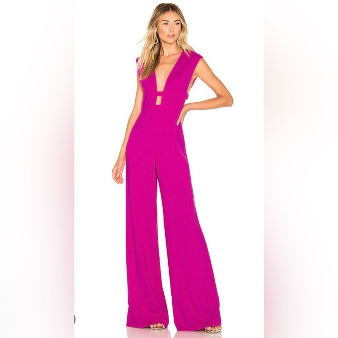 Express Plunge Neck Strappy Side Wide Leg Jumpsuit Size Small.