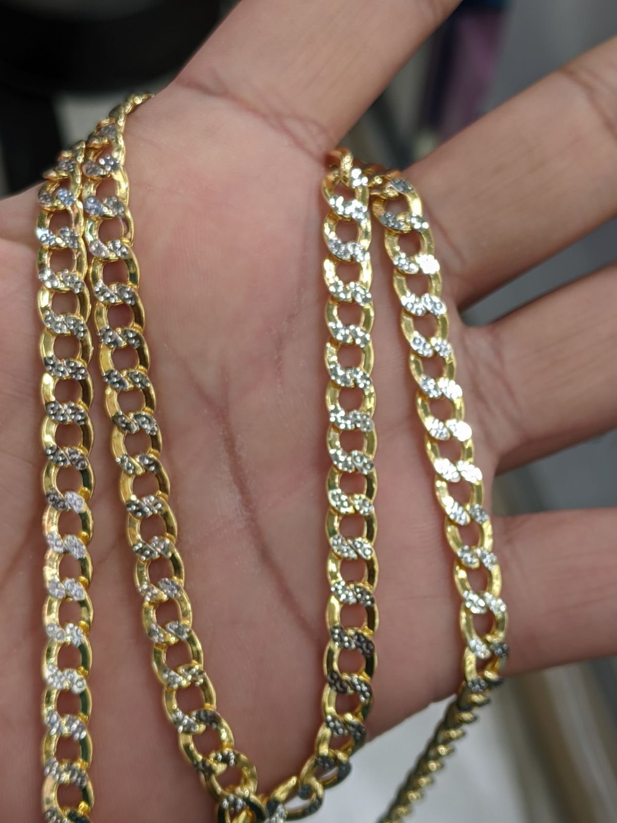 10kt Real Gold Cuban Diamond Cut Chain 6.5 mm 26 Inches