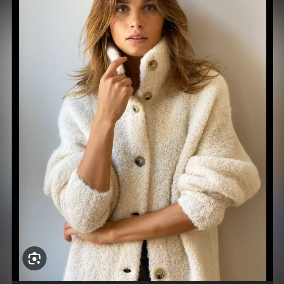 Aritzia Wilfred Karlis cream alpaca blend oversized button sweater xsmall