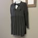 Zara Gray Black Embroidered Long Sleeve Peplum Tunic with Front Tie- Medium