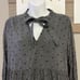 Zara Gray Black Embroidered Long Sleeve Peplum Tunic with Front Tie- Medium