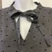 Zara Gray Black Embroidered Long Sleeve Peplum Tunic with Front Tie- Medium