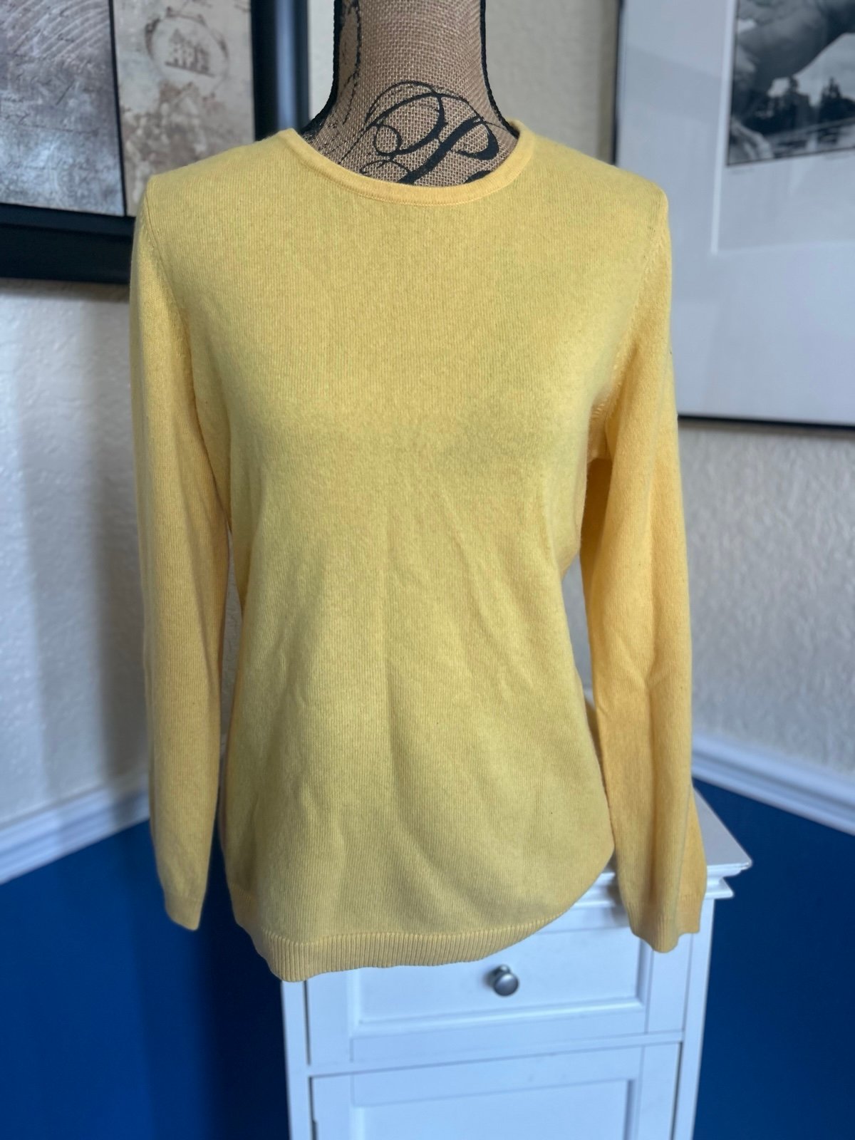 Talbots Woman 100% Pure Cashmere Sweater Butter Yellow NWT Scoop Neck 1X