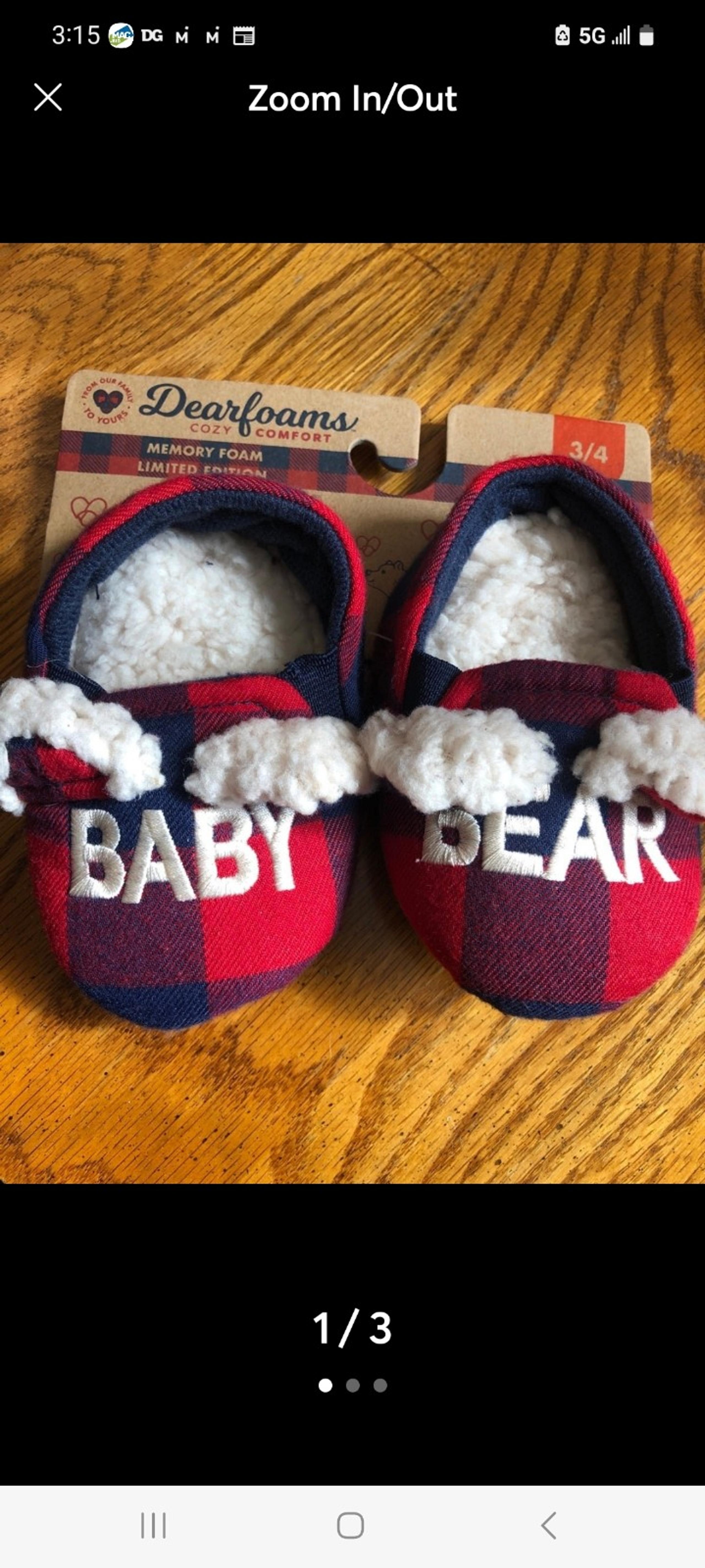 Dearfoam holiday toddler slippers size 3-4