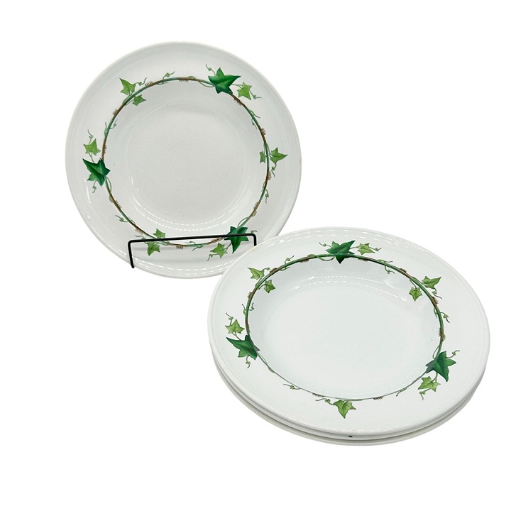 Minton Ivy Pattern 10.5 Soup Bowls Set Of 4 Fine China Vintage Tableware #6770